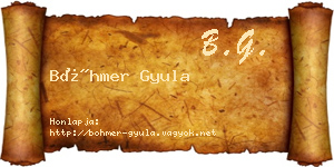 Böhmer Gyula névjegykártya