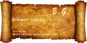 Böhmer Gyula névjegykártya
